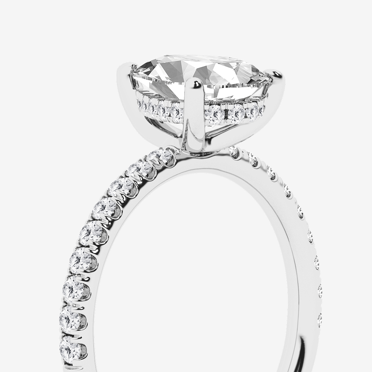 Additional Image 2 for  2 2/5 ctw Pear Lab Grown Diamond Hidden Halo Engagement Ring